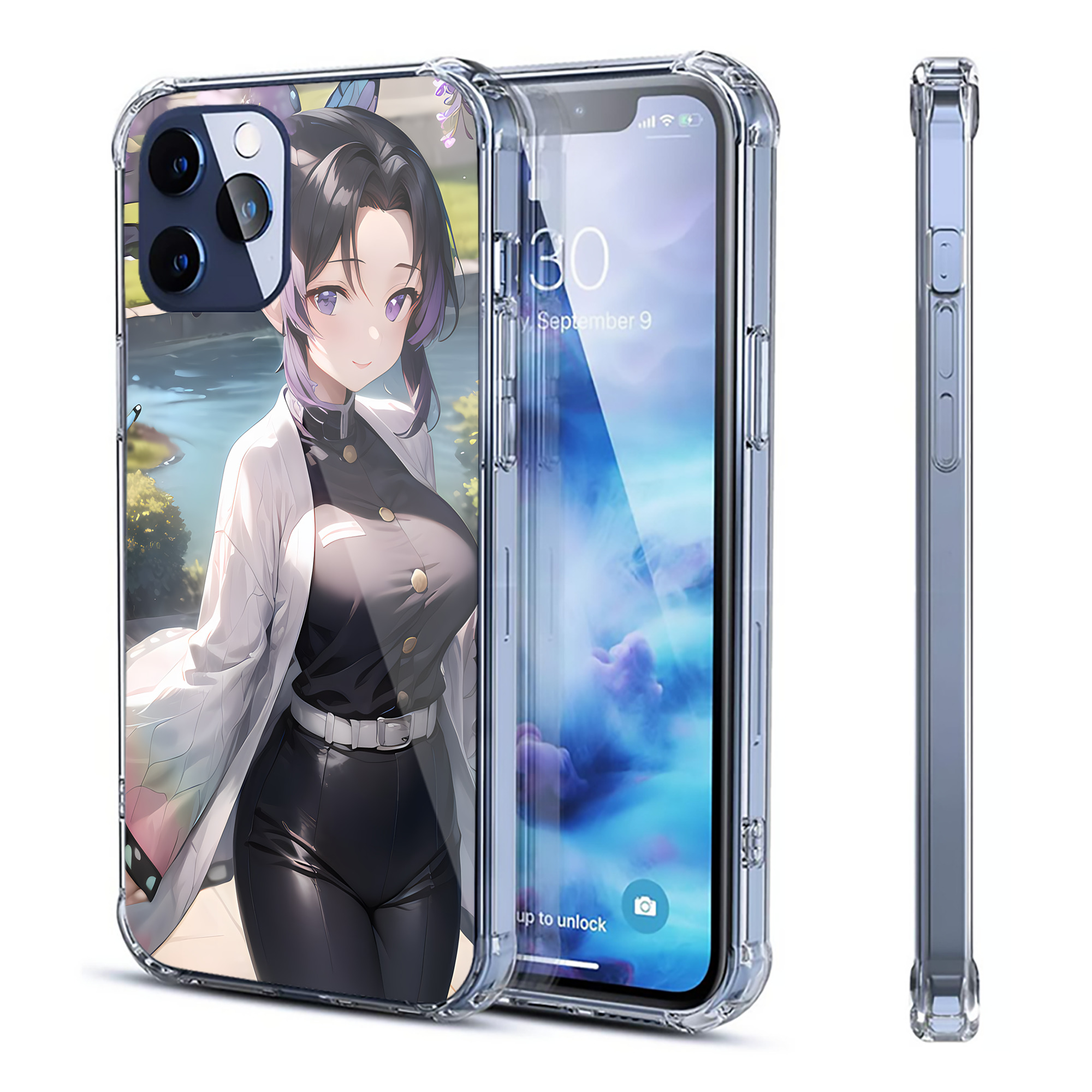 （画像用） 鬼滅の刃（きめつのやいば）蟲柱-胡蝶 しのぶ／こちょう しのぶ Kochou Shinobu 【iPhone 12シリーズ対応】透明スマホケース（クリアソフトケース）